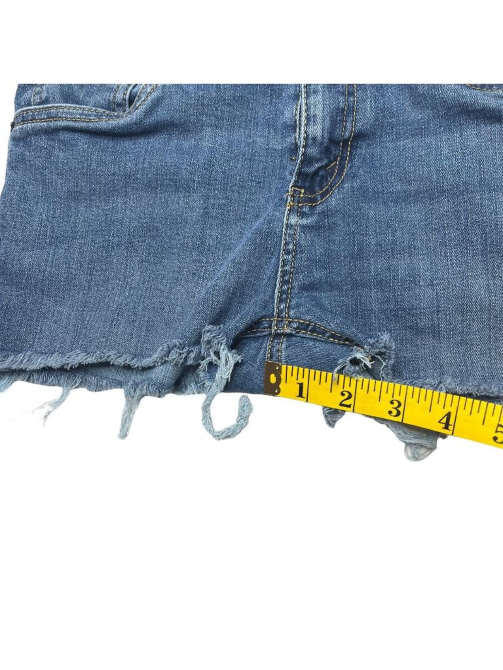 Levis 511 Cutoff Shorts Girls Blue Stretch Denim Fringe Slim Fit Size 14 - Picture 9 of 11